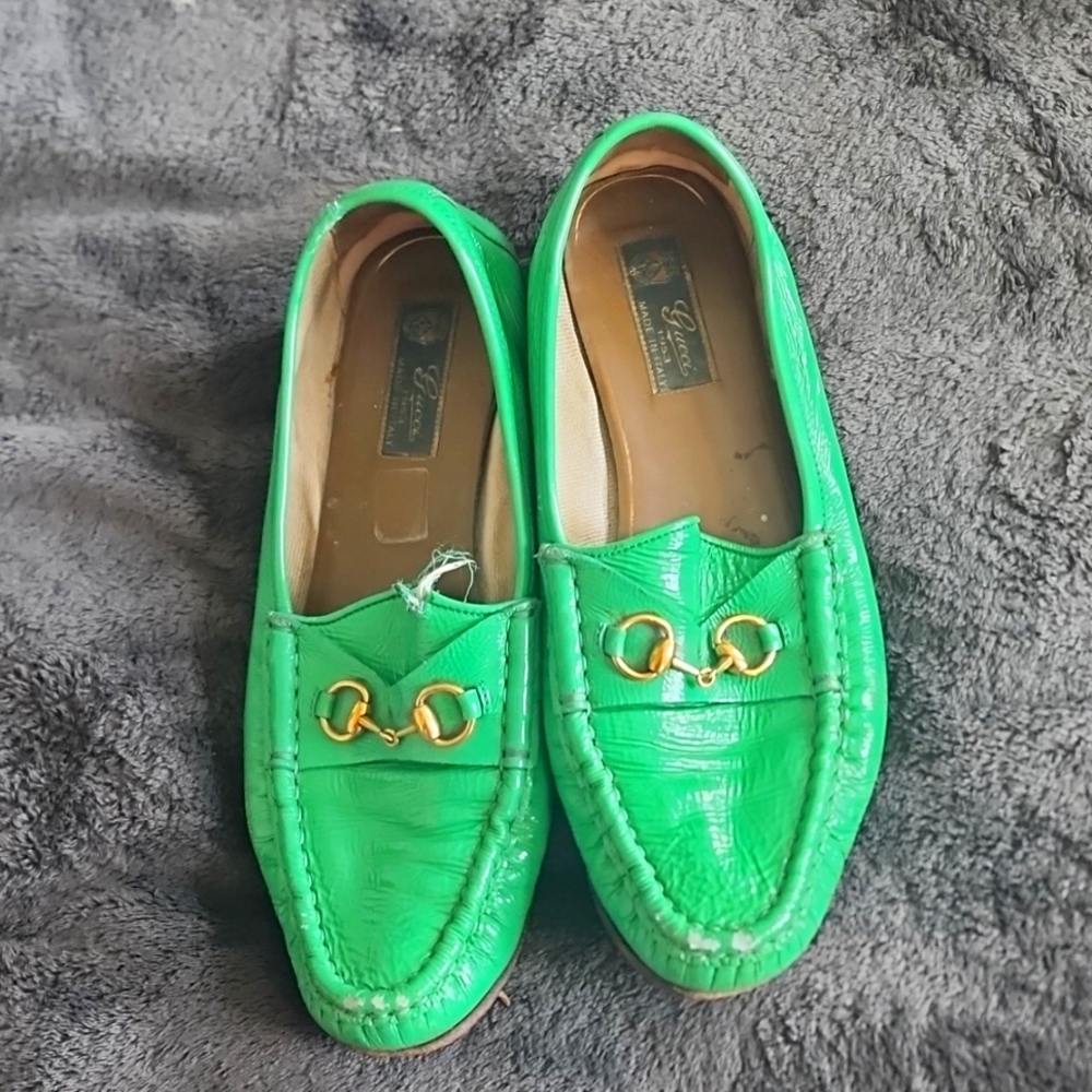 Women's Green Patent Loafers - Gucci